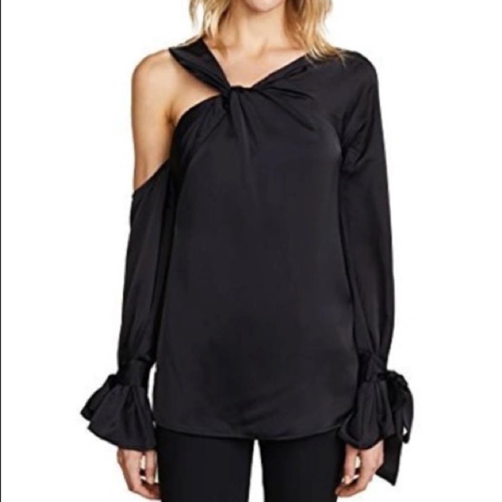 Satin black off the shoulder blouse